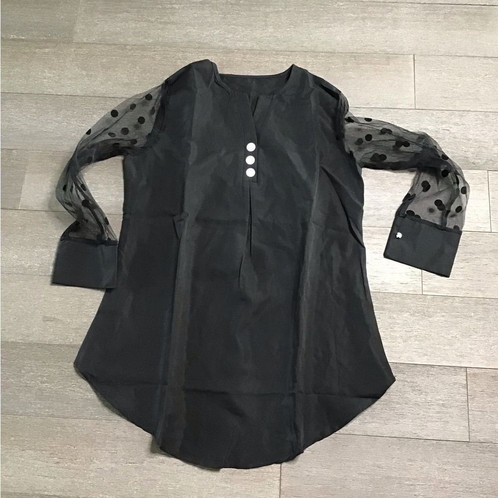 Elegant Black Sheer Sleeve Top